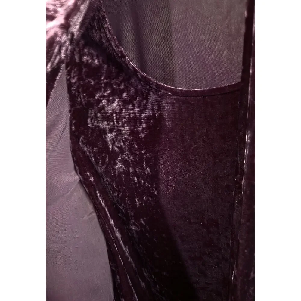 Denim & Co XXS Deep Burgundy Crushed Velvet Cardigan & Tank 2Fer A710047 NWOT